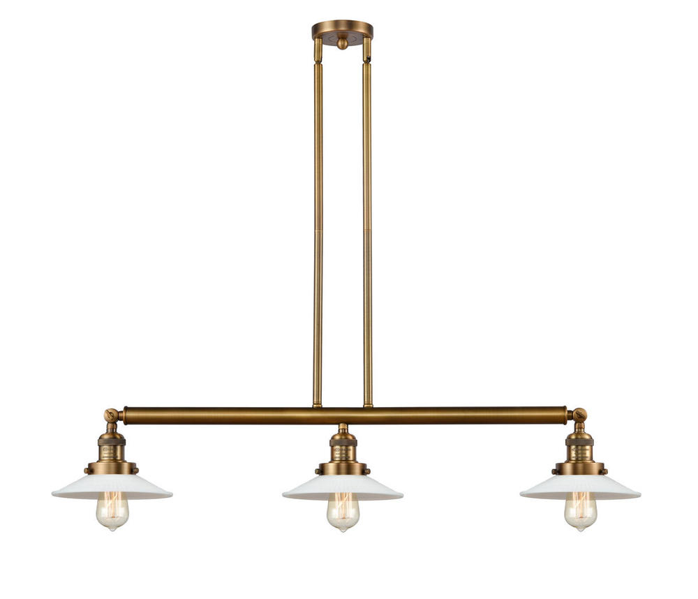 Halophane - 3 Light - 41 inch - Brushed Brass - Stem Hung - Adjustable Island Light