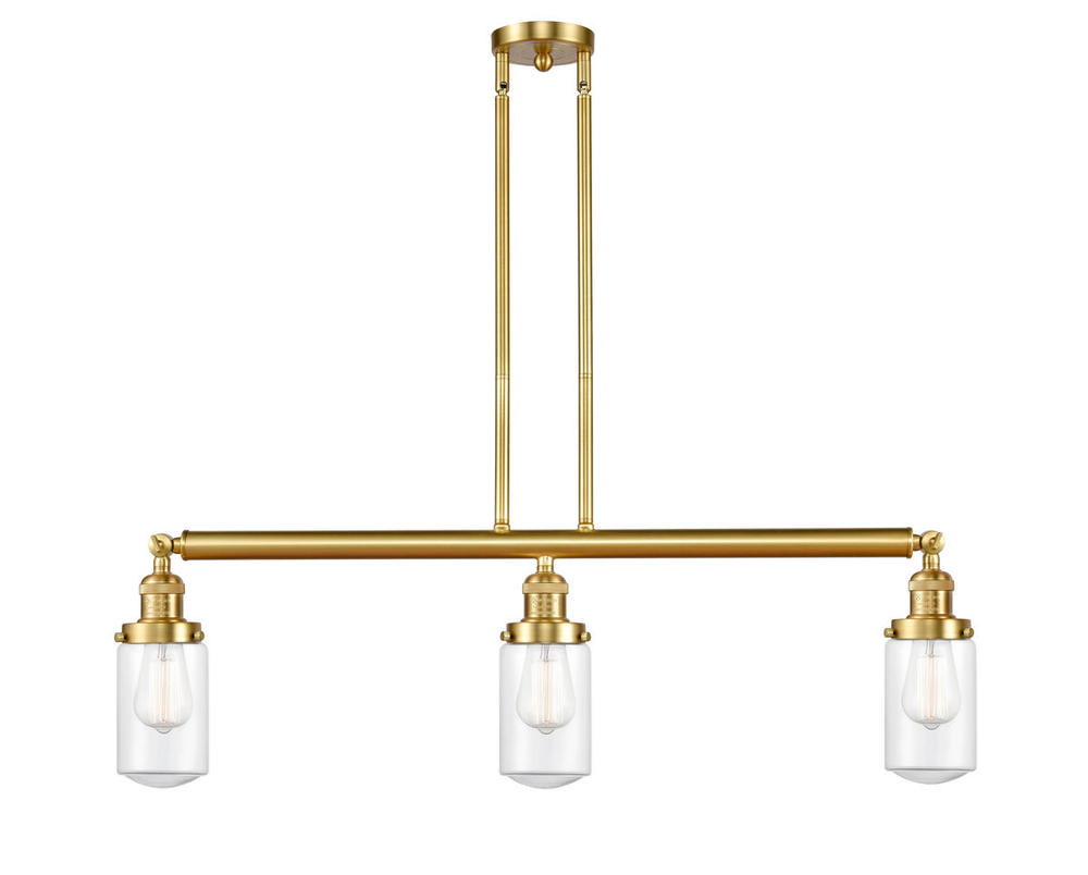 Dover - 3 Light - 37 inch - Satin Gold - Stem Hung - Adjustable Island Light