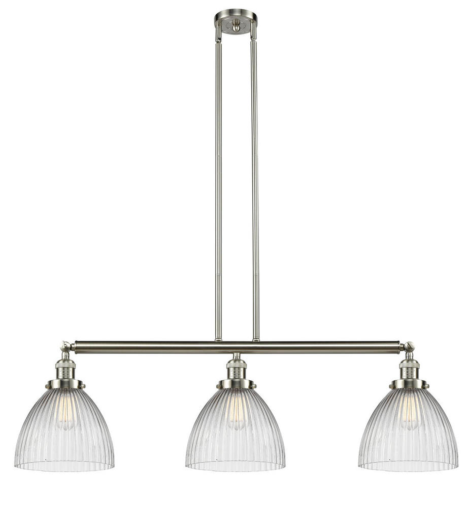 Seneca Falls - 3 Light - 39 inch - Brushed Satin Nickel - Stem Hung - Adjustable Island Light