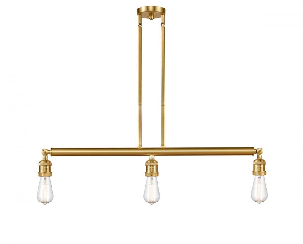 Bare Bulb - 3 Light - 38 inch - Satin Gold - Stem Hung - Adjustable Island Light