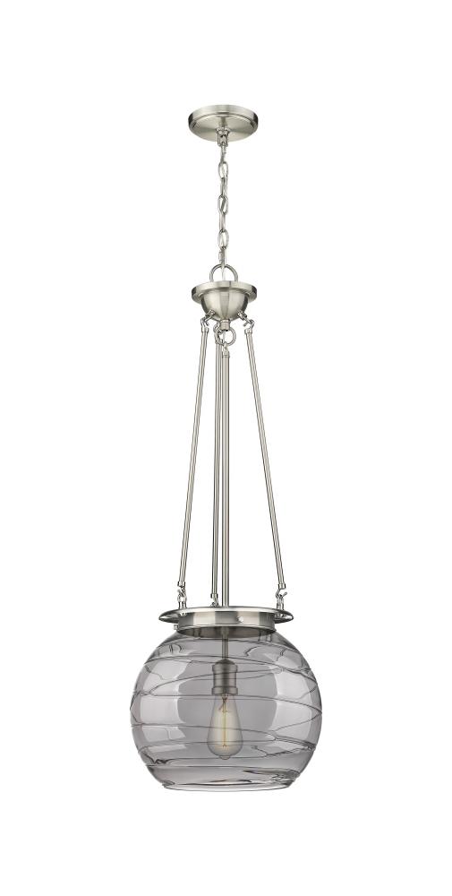 Athens Deco Swirl - 1 Light - 14 inch - Satin Nickel - Chain Hung - Pendant