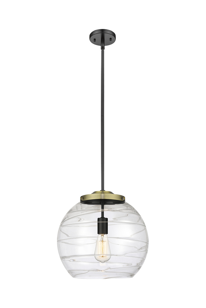 Athens Deco Swirl - 1 Light - 14 inch - Black Antique Brass - Stem Hung - Pendant