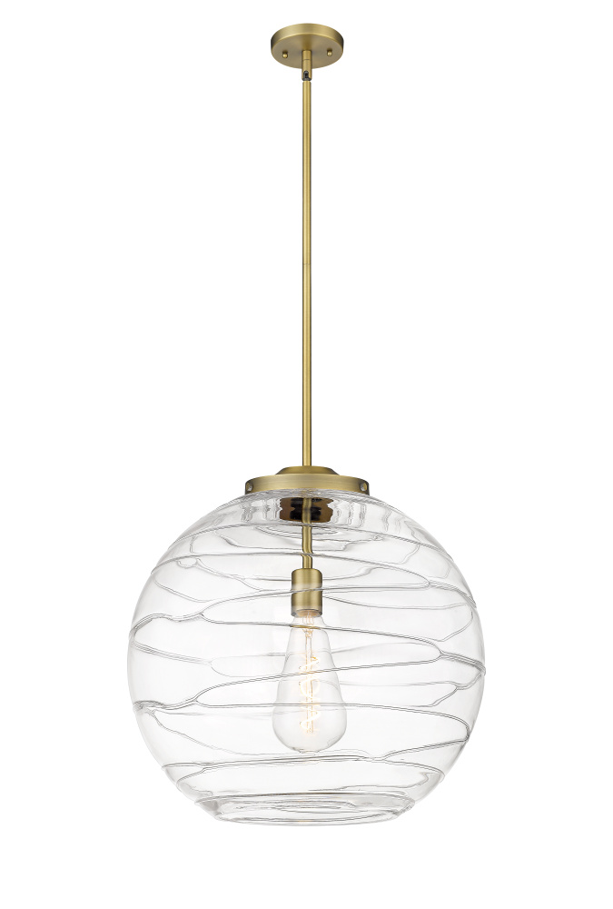 Athens Deco Swirl - 1 Light - 18 inch - Brushed Brass - Stem Hung - Pendant