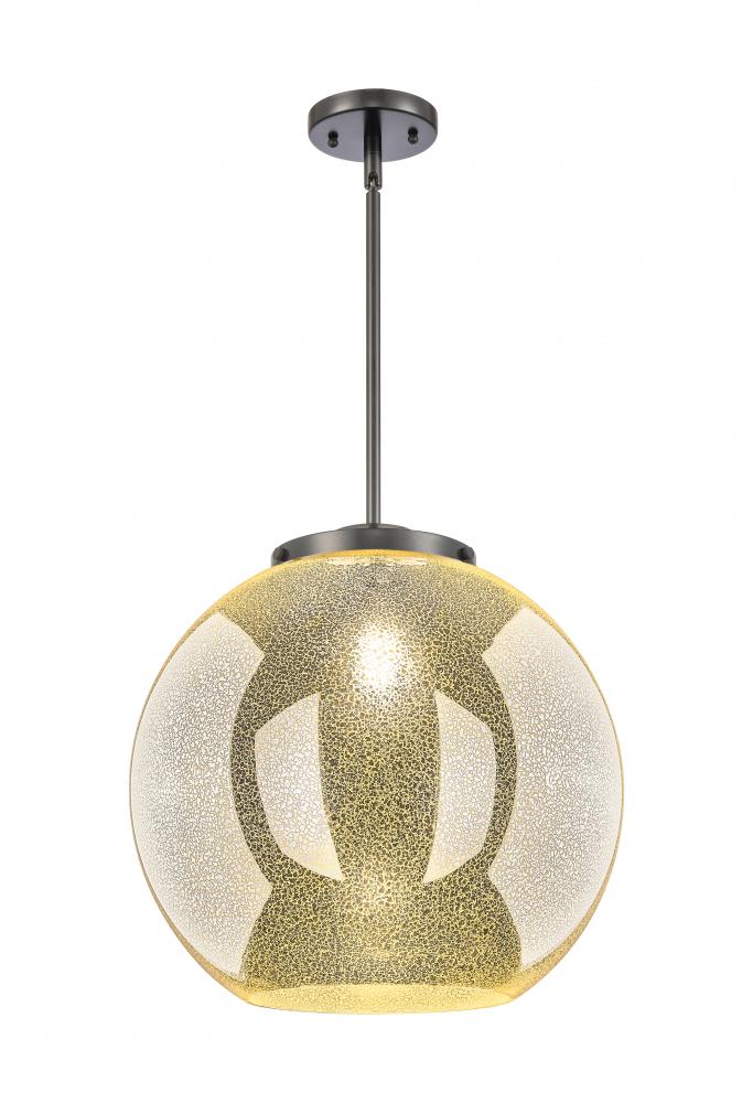 Athens - 1 Light - 16 inch - Matte Black - Stem Hung - Pendant