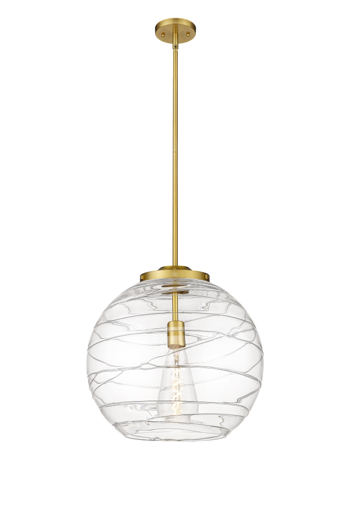 Athens Deco Swirl - 1 Light - 16 inch - Satin Gold - Stem Hung - Pendant