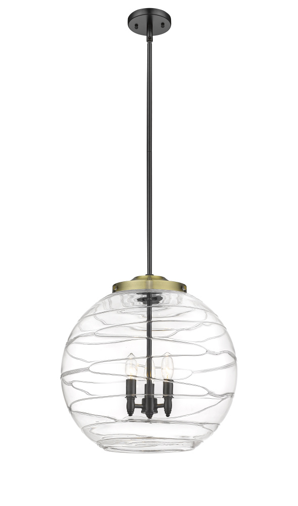 Athens Deco Swirl - 3 Light - 18 inch - Black Antique Brass - Stem hung - Pendant