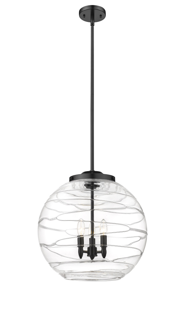 Athens Deco Swirl - 3 Light - 18 inch - Matte Black - Stem hung - Pendant