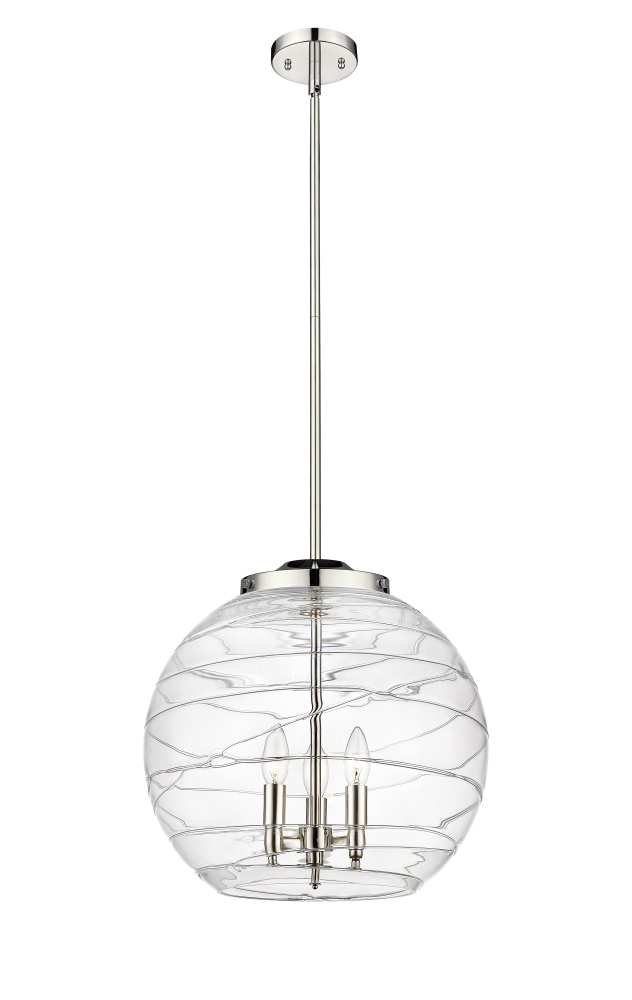 Athens Deco Swirl - 3 Light - 16 inch - Polished Nickel - Stem hung - Pendant
