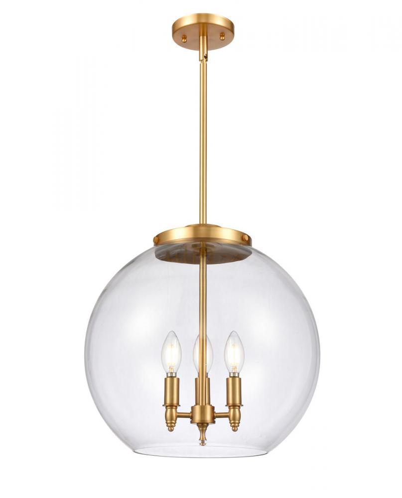 Athens - 3 Light - 16 inch - Satin Gold - Stem hung - Pendant