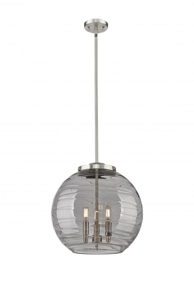 Athens Deco Swirl - 3 Light - 16 inch - Brushed Satin Nickel - Stem hung - Pendant