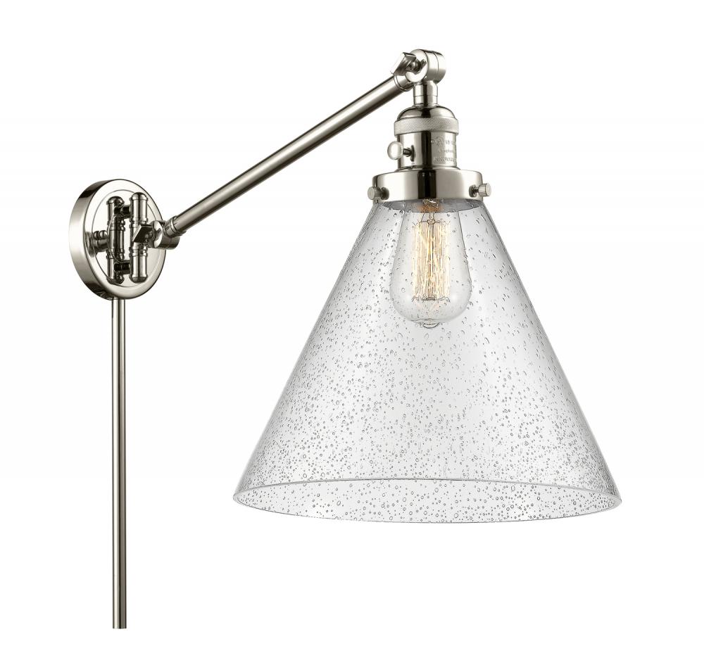 Cone - 1 Light - 12 inch - Polished Nickel -Adjustable Swing Arm