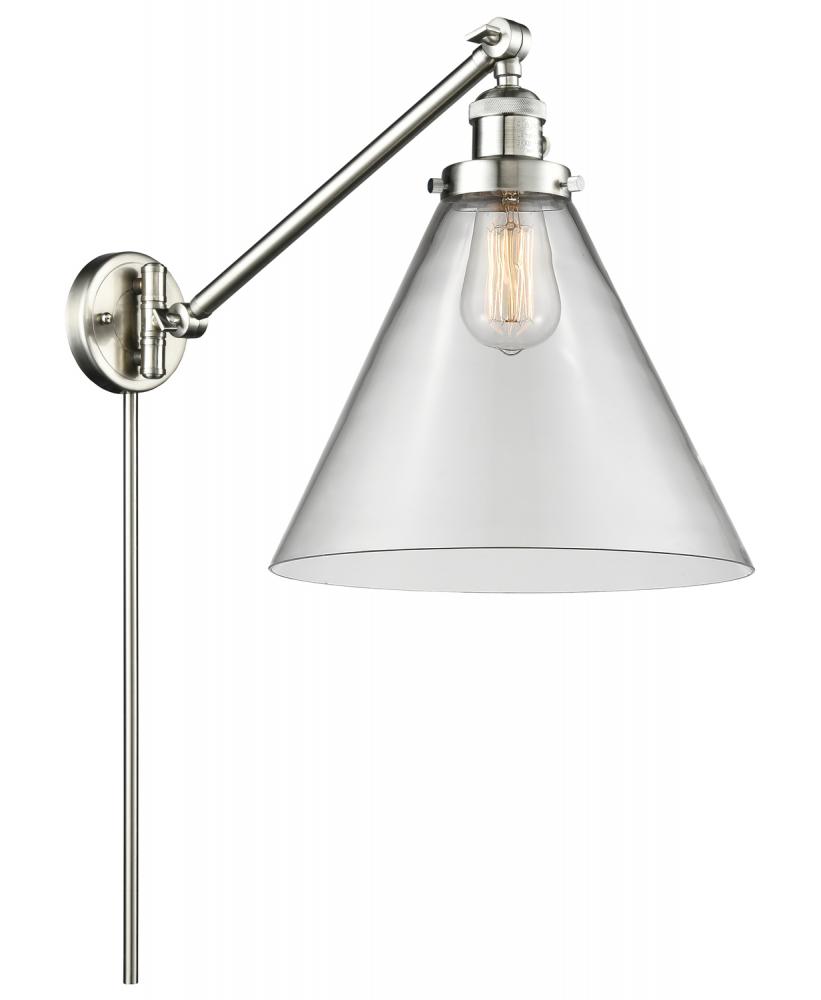 Cone - 1 Light - 12 inch - Brushed Satin Nickel -Adjustable Swing Arm