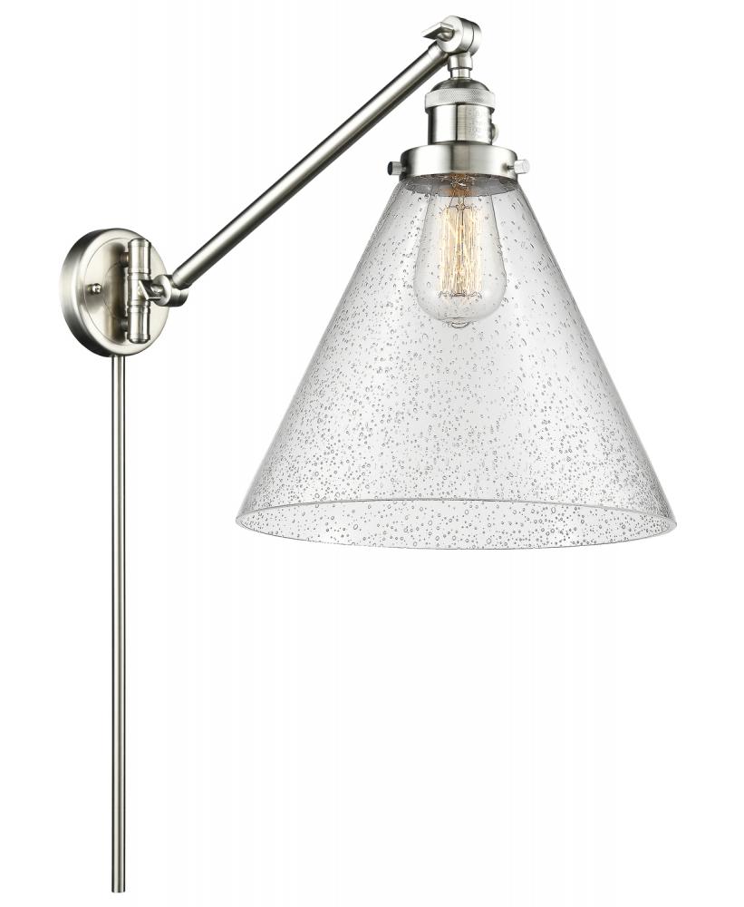 Cone - 1 Light - 12 inch - Brushed Satin Nickel -Adjustable Swing Arm