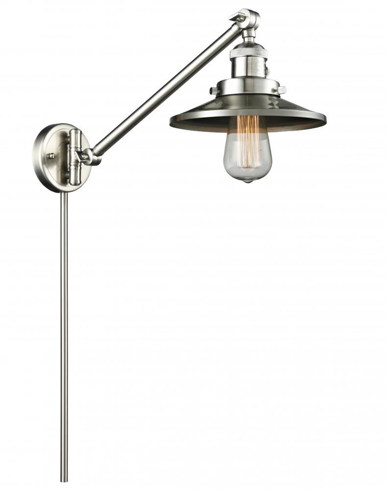 Railroad - 1 Light - 8 inch - Brushed Satin Nickel -Adjustable Swing Arm