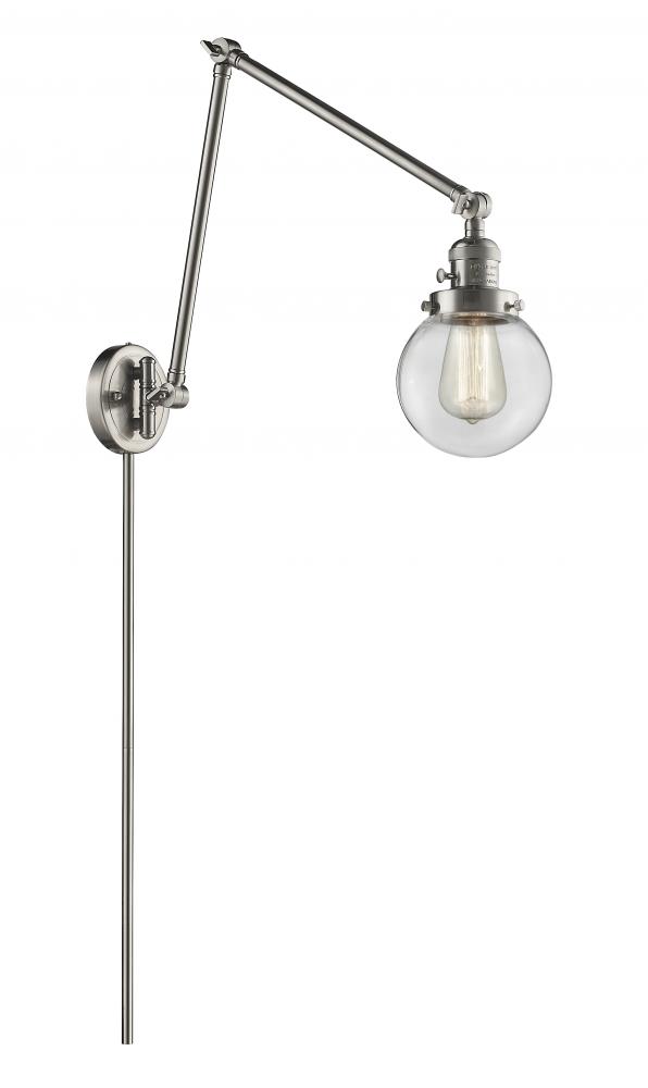 Beacon - 1 Light - 6 inch - Brushed Satin Nickel -Adjustable Swing Arm