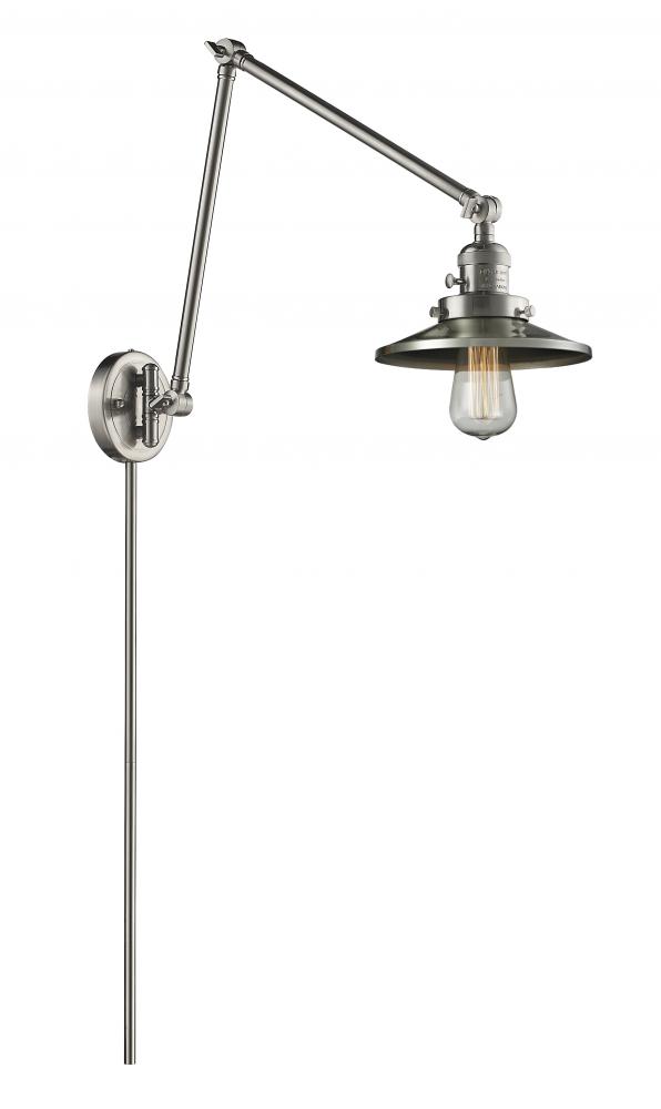 Railroad - 1 Light - 8 inch - Brushed Satin Nickel -Adjustable Swing Arm