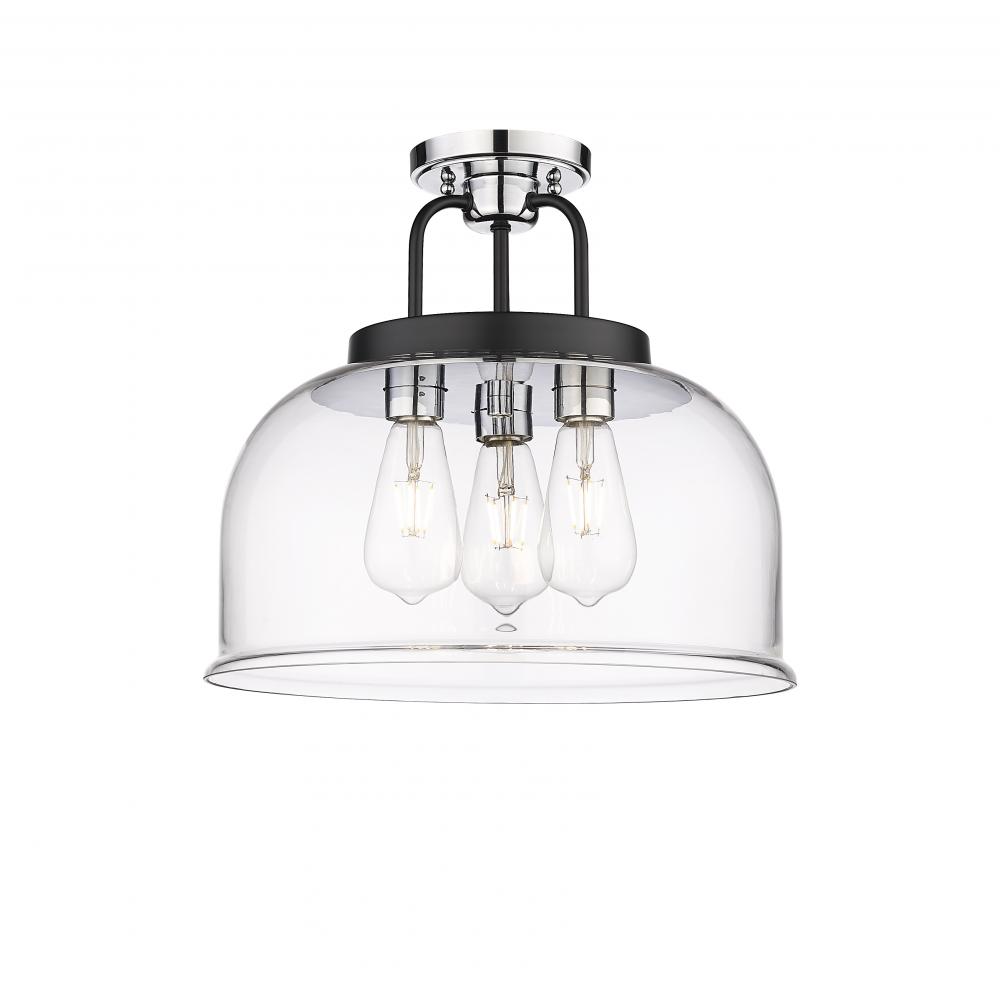 Kahana - 3 Light - 15 inch - Black Polished Chrome - Semi-Flush Mount