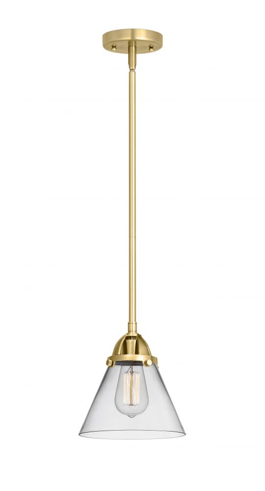 Cone - 1 Light - 8 inch - Satin Gold - Stem hung - Mini Pendant