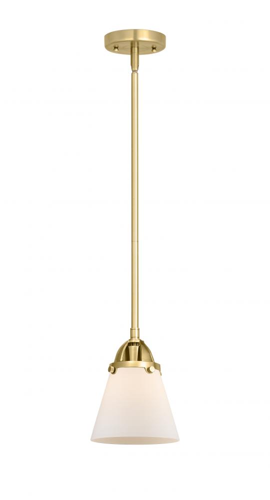 Cone - 1 Light - 6 inch - Satin Gold - Stem hung - Mini Pendant