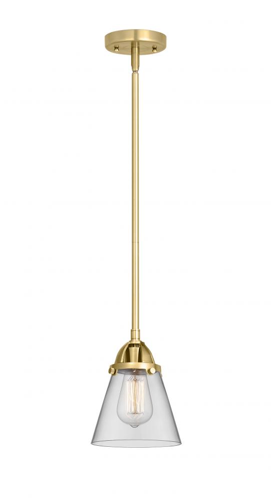 Cone - 1 Light - 6 inch - Satin Gold - Stem hung - Mini Pendant