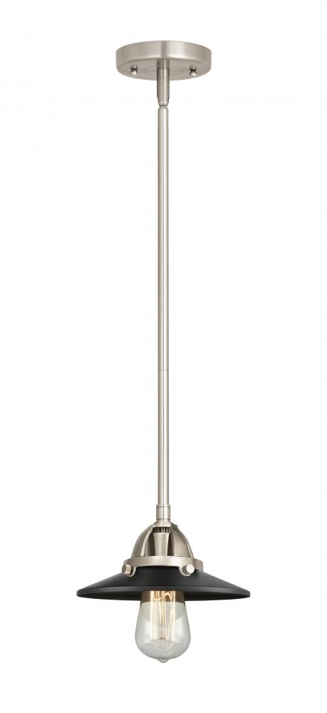Railroad - 1 Light - 8 inch - Brushed Satin Nickel - Stem hung - Mini Pendant
