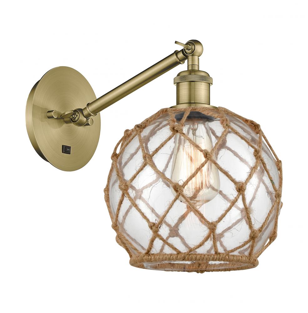 Farmhouse Rope - 1 Light - 8 inch - Antique Brass - Adjustable Sconce