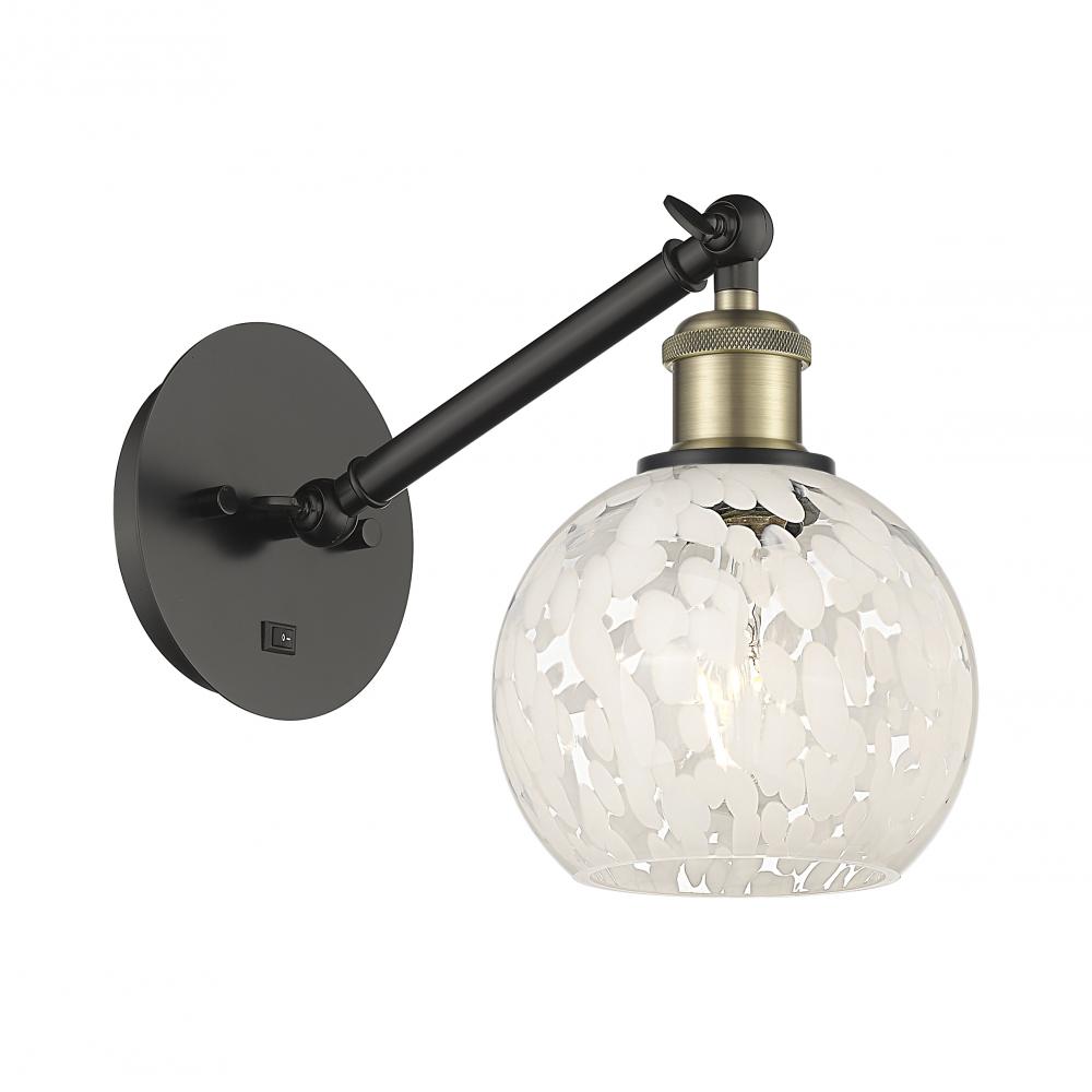 White Mouchette - 1 Light - 6 inch - Black Antique Brass - Adjustable Sconce