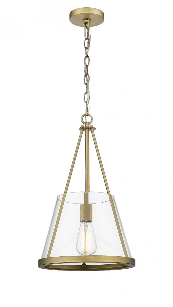 Lux - 1 Light - 12 inch - Brushed Brass - Chain Hung - Mini Pendant