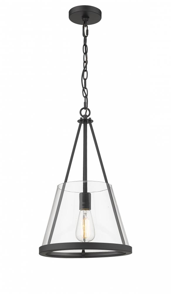 Lux - 1 Light - 12 inch - Matte Black - Chain Hung - Mini Pendant