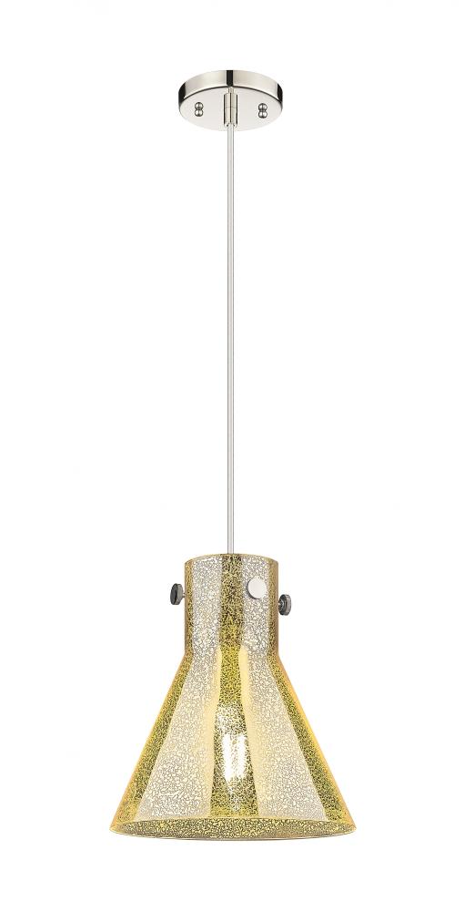 Newton Cone - 1 Light - 10 inch - Polished Nickel - Cord hung - Pendant