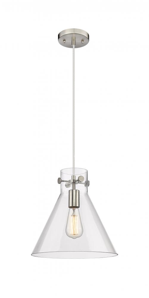 Newton Cone - 1 Light - 12 inch - Satin Nickel - Cord hung - Pendant