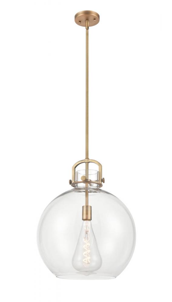 Newton Sphere - 1 Light - 16 inch - Brushed Brass - Stem hung - Pendant