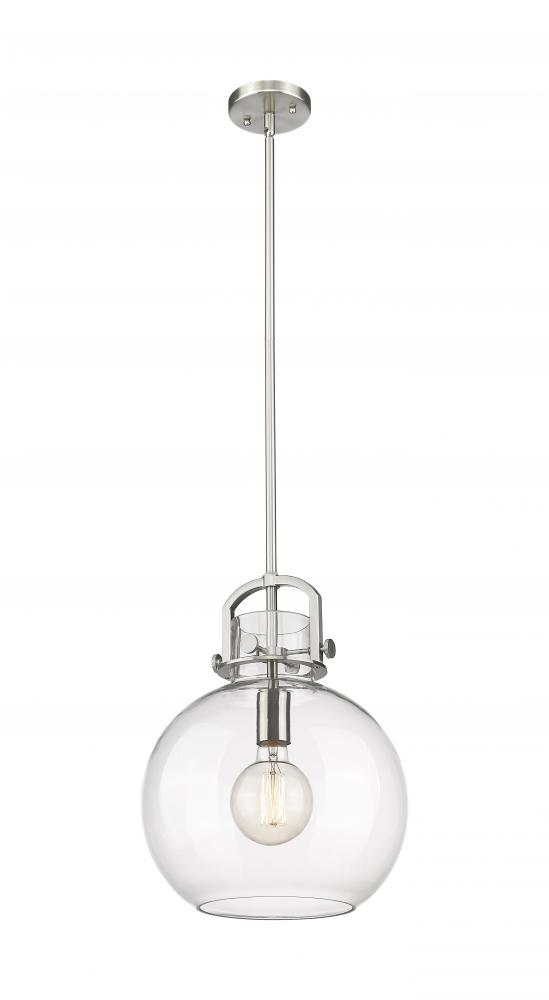 Newton Sphere - 1 Light - 12 inch - Brushed Satin Nickel - Stem Hung - Mini Pendant