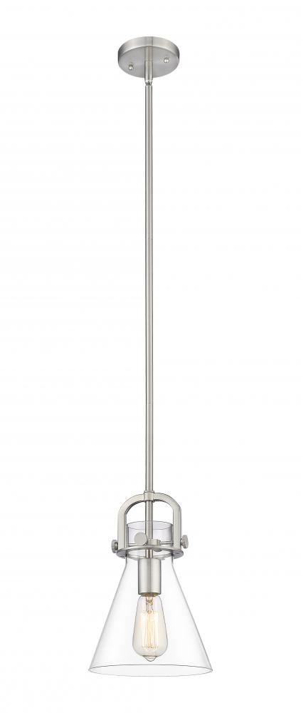 Newton Cone - 1 Light - 8 inch - Satin Nickel - Mini Pendant