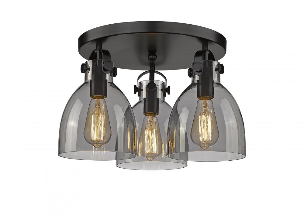 Newton Bell - 3 Light - 18 inch - Matte Black - Semi-Flush Mount