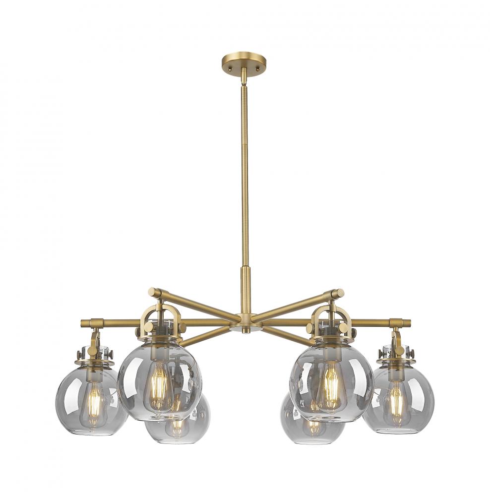 Newton Sphere - 6 Light - 26 inch - Brushed Brass - Chandelier