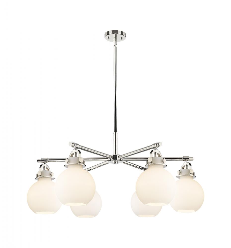 Newton Sphere - 6 Light - 26 inch - Polished Nickel - Chandelier