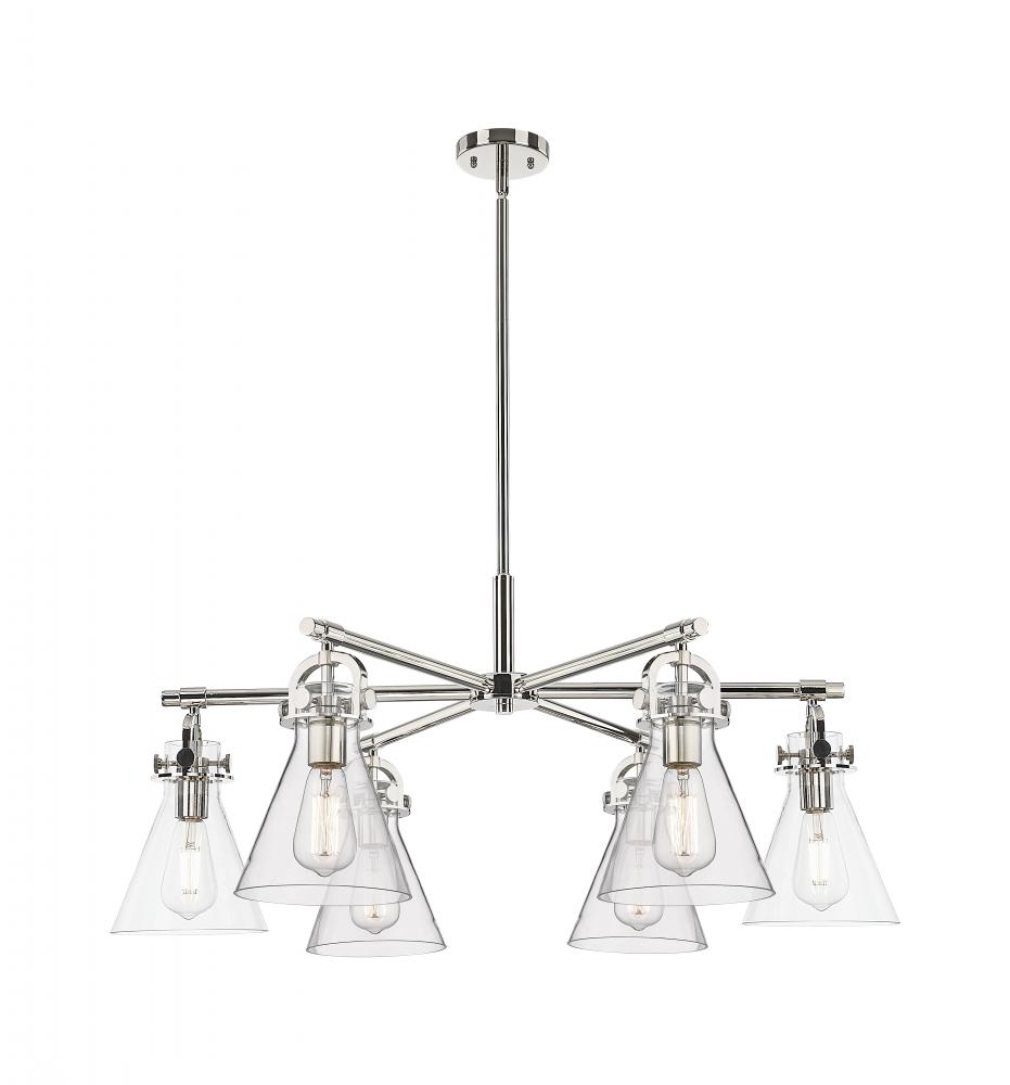 Newton Cone - 6 Light - 26 inch - Polished Nickel - Chandelier