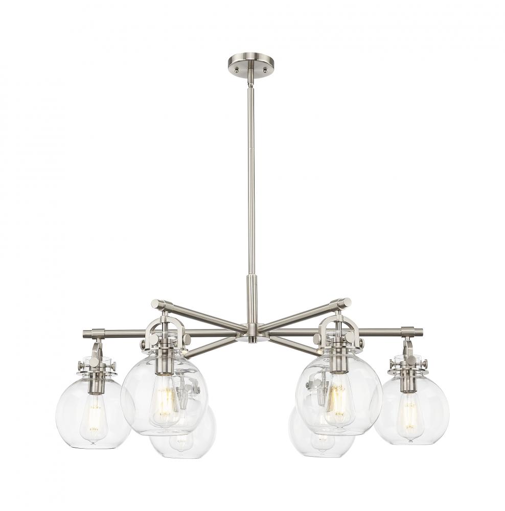 Newton Sphere - 6 Light - 26 inch - Satin Nickel - Chandelier