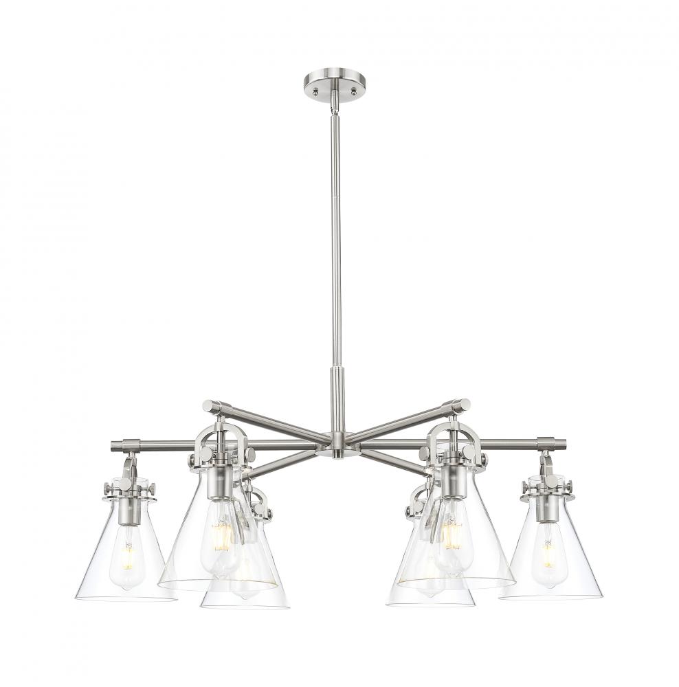Newton Cone - 6 Light - 26 inch - Satin Nickel - Chandelier