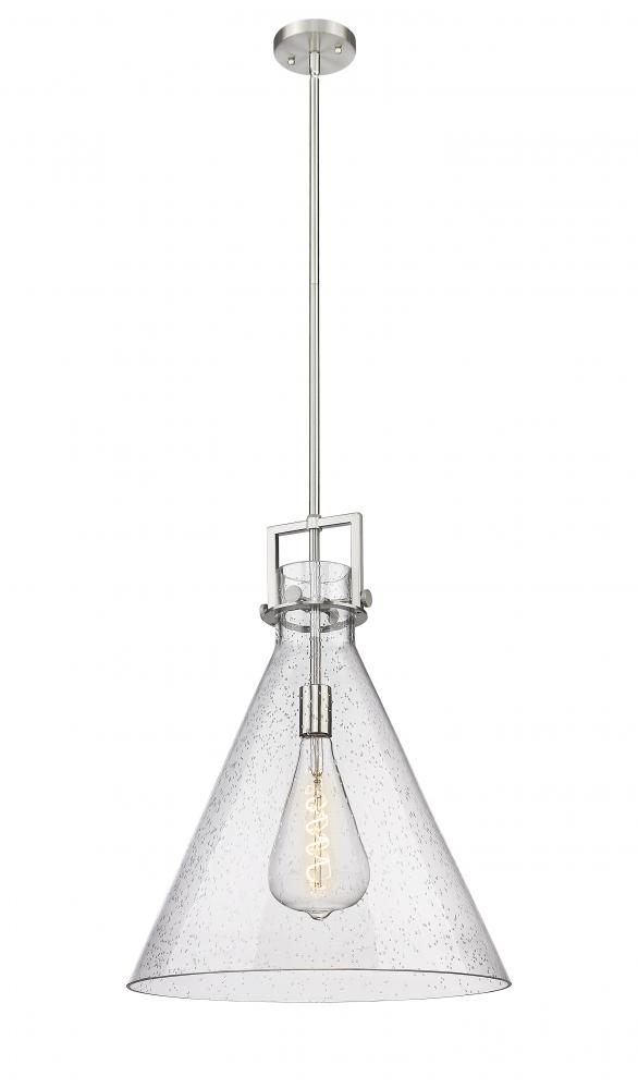 Newton Cone - 1 Light - 18 inch - Brushed Satin Nickel - Stem hung - Pendant