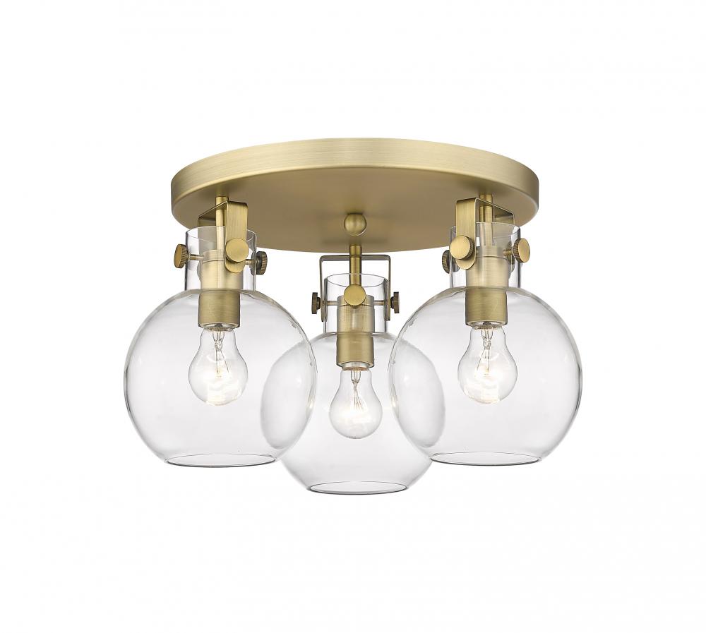 Newton Sphere - 3 Light - 18 inch - Brushed Brass - Semi-Flush Mount