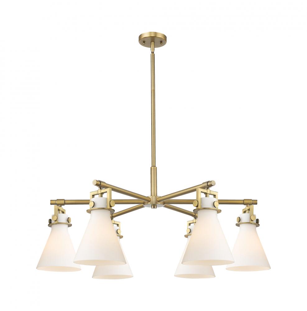 Newton Cone - 6 Light - 26 inch - Brushed Brass - Chandelier