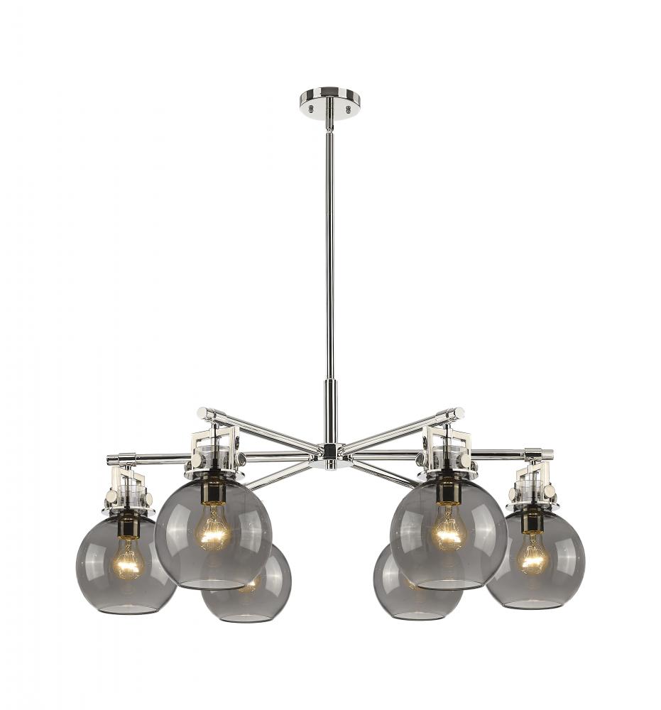 Newton Sphere - 6 Light - 26 inch - Polished Nickel - Chandelier