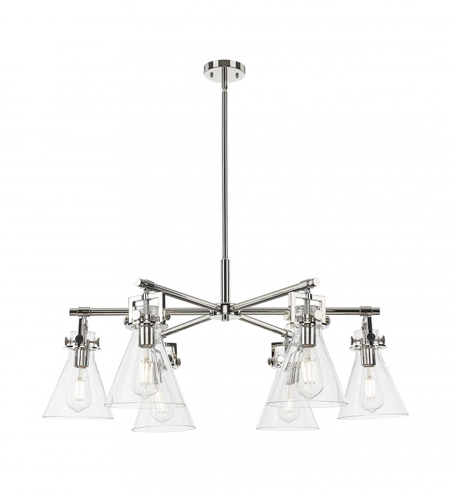 Newton Cone - 6 Light - 26 inch - Polished Nickel - Chandelier