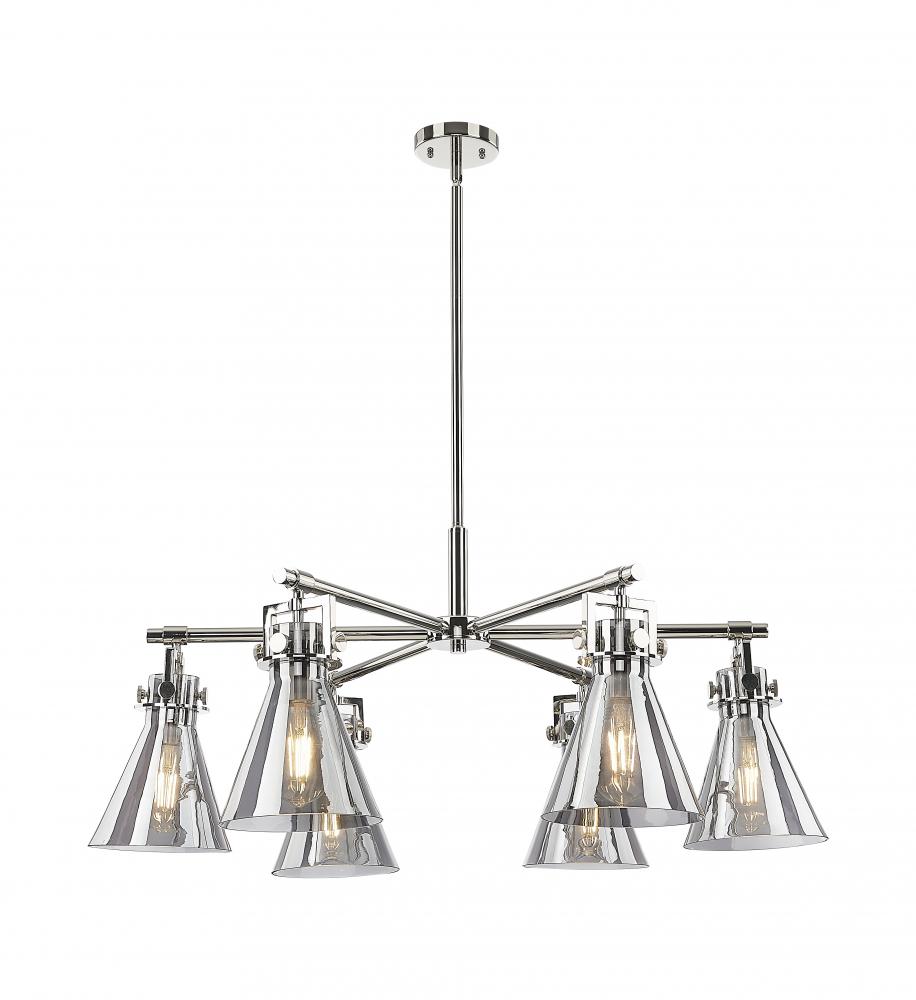Newton Cone - 6 Light - 26 inch - Polished Nickel - Chandelier