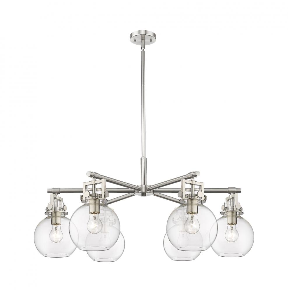Newton Sphere - 6 Light - 26 inch - Satin Nickel - Chandelier
