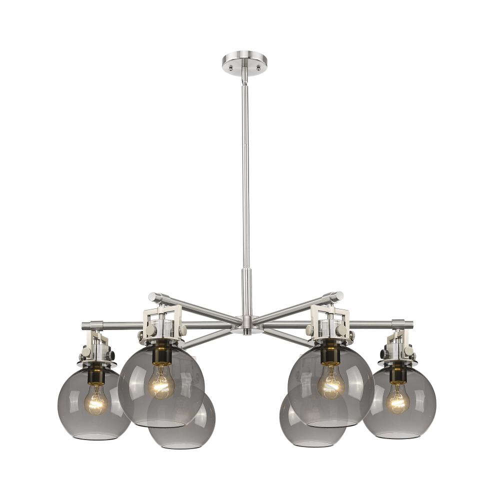 Newton Sphere - 6 Light - 26 inch - Satin Nickel - Chandelier