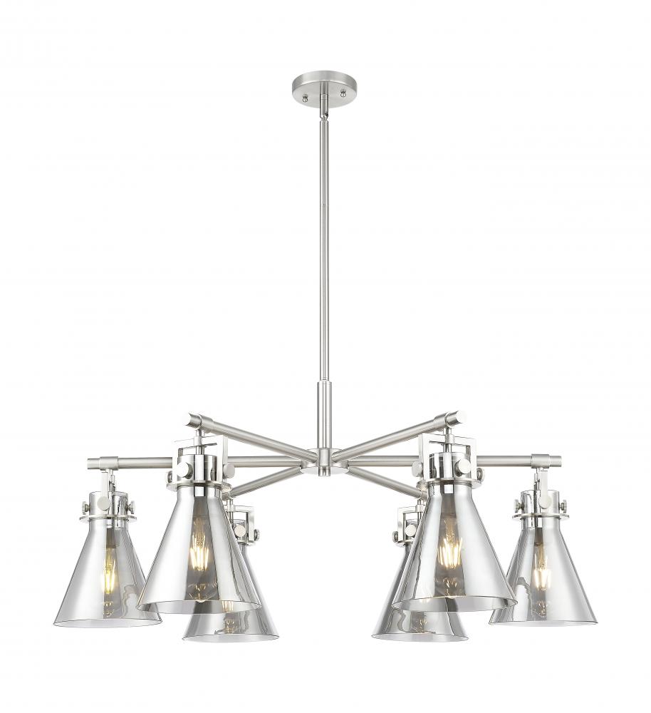 Newton Cone - 6 Light - 26 inch - Satin Nickel - Chandelier