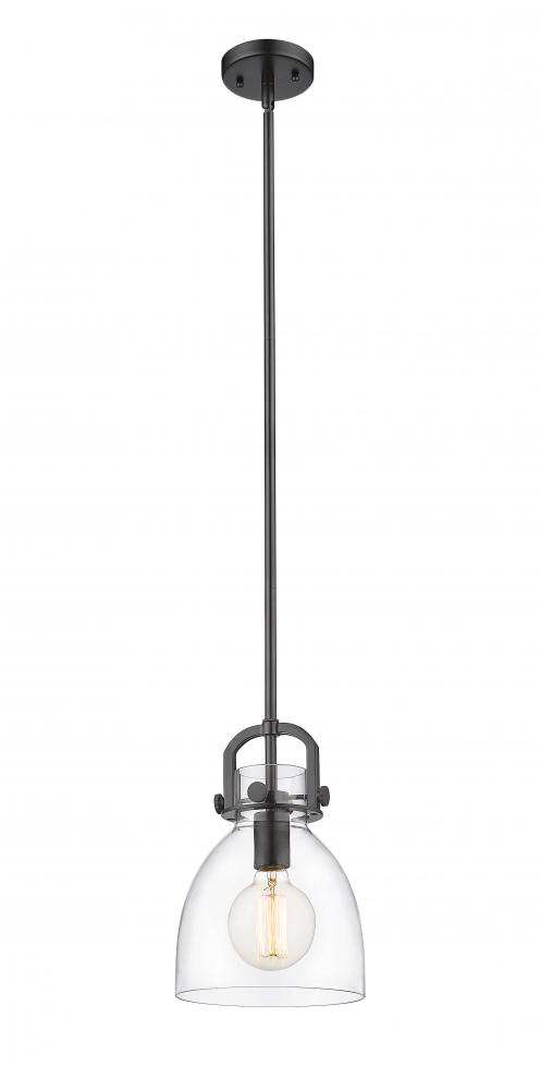 Newton Bell - 1 Light - 8 inch - Matte Black - Stem hung - Mini Pendant